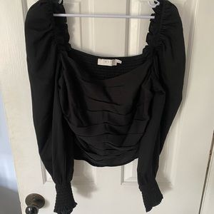 ASTR Puff Sleeve Square Neck Top in black